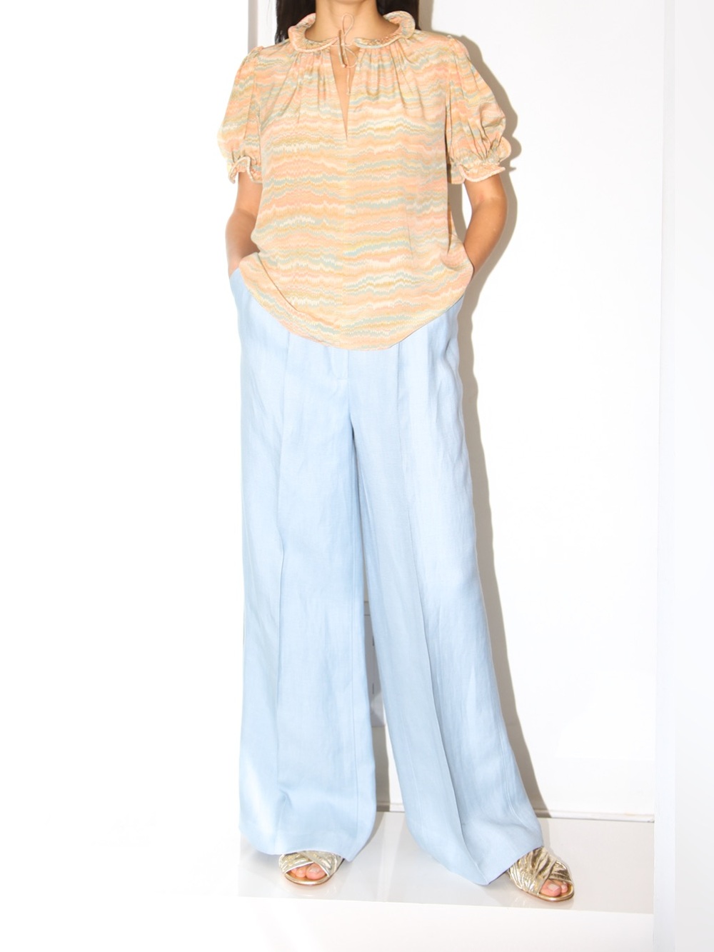 Loulou Studio Balsas Linen Pant in Sky